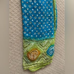 Bandhni mirror work saree